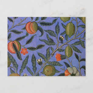 Postal William Morris Papel de fondo azul granate