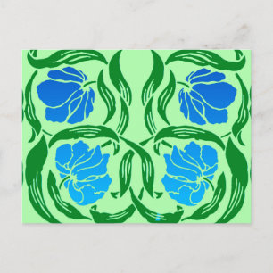 Postal William Morris Pimpernel, Blue & Lime Green
