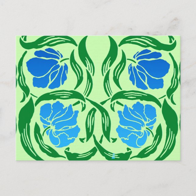 Postal William Morris Pimpernel, Blue & Lime Green (Anverso)