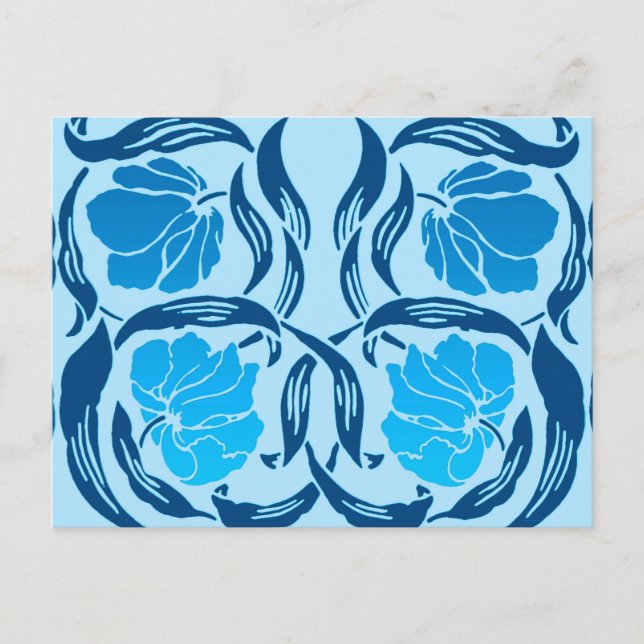 Postal William Morris Pimpernel, Denim & Light Blue (Anverso)