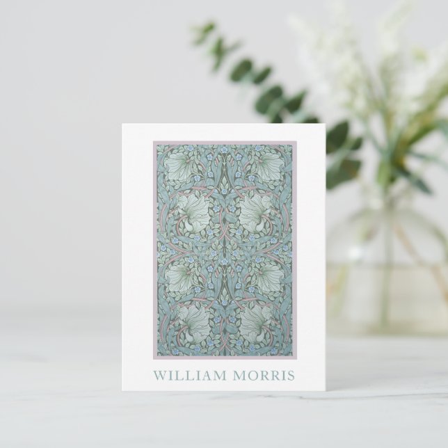 Postal William Morris - Pimpernel: Floral azul y verde (Anverso de pie)