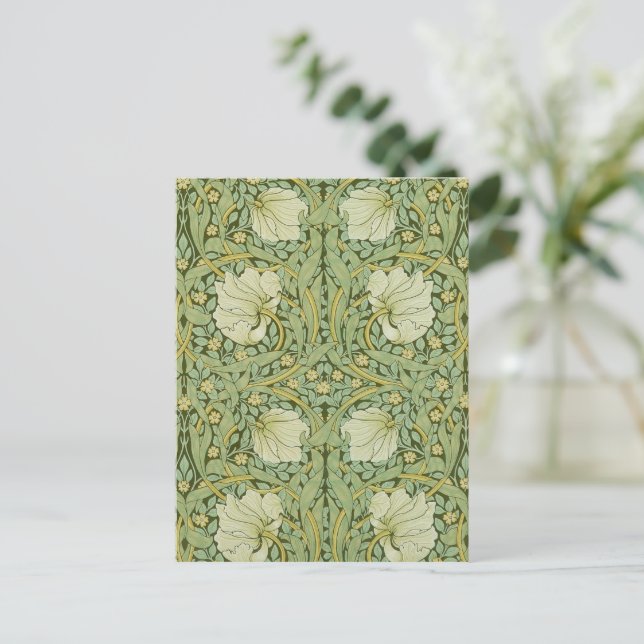 Postal William Morris Pimpernel Floral Blue Wallpaper (Anverso de pie)