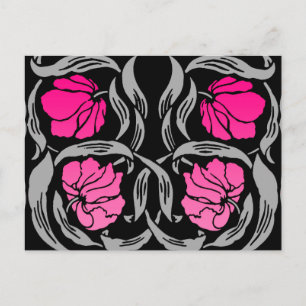 Postal William Morris Pimpernel, rosa y negro de Fuchsia