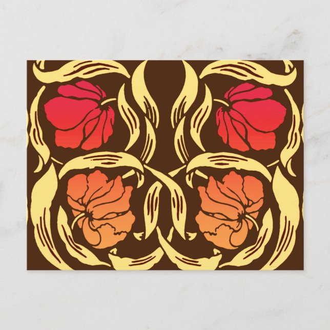 Postal William Morris Pimpernel, Rust Naranja y Brown (Anverso)