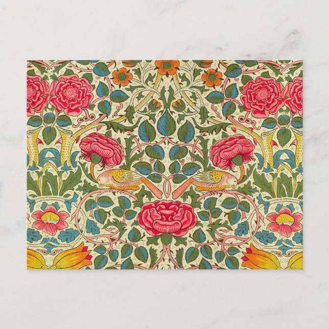Postal William Morris Rosa Floral Chintz Pink (Anverso)