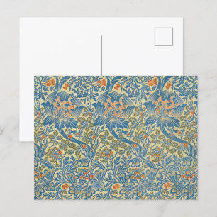 Postal William Morris Rosa y Thistle Floral Blue