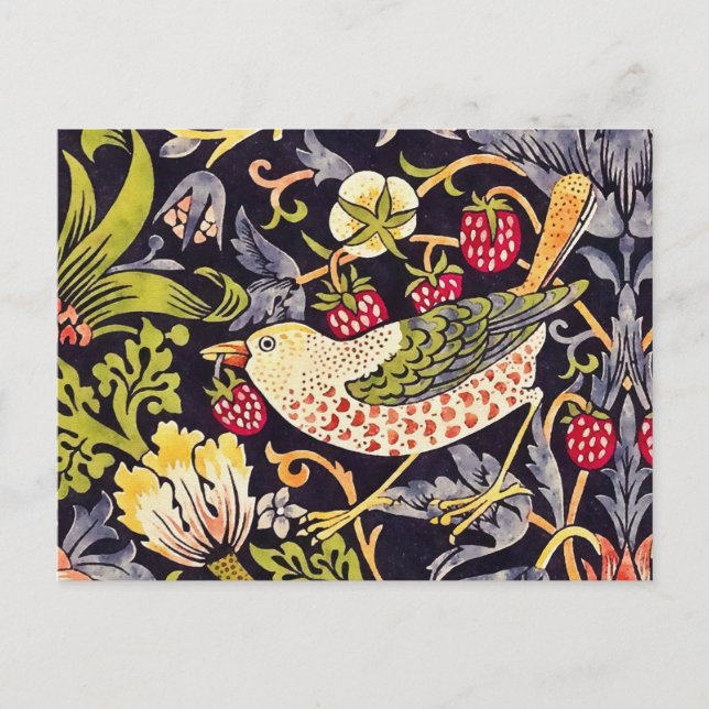 Postal William Morris Strawberry Thief Floral Art Nouveau (Anverso)