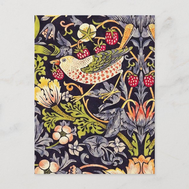 Postal William Morris Strawberry Thief Floral Art Nouveau (Anverso)