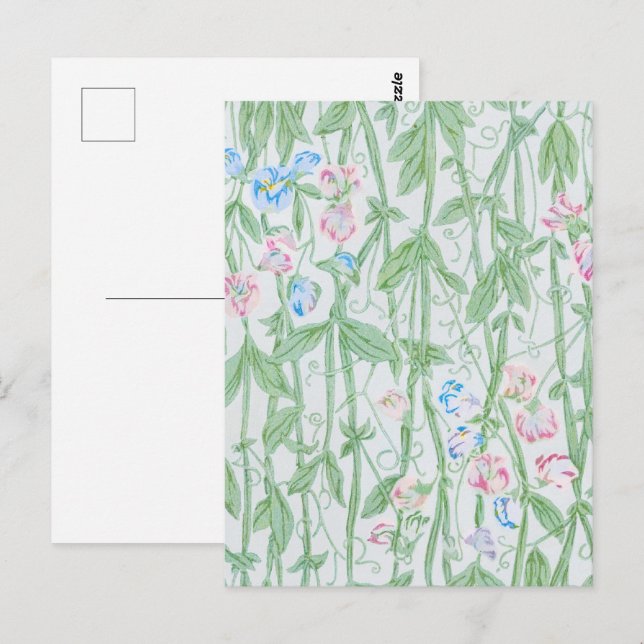 Postal William Morris Sweet Pea Floral Pattern Classic (Anverso / Reverso)