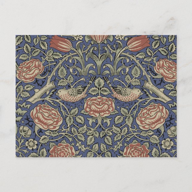 Postal William Morris Tudor Rosa Wallpaper (Anverso)