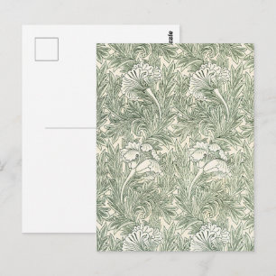 Postal William Morris tulip fondo de pantalla verde texti