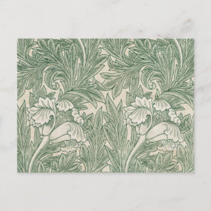 Postal William Morris Verde Salvia Estampado de Tulipán: