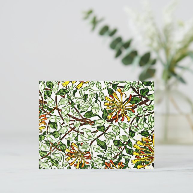 Postal William Morris - verde y amarillo chupa de miel (Anverso de pie)