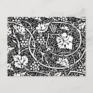 Postal William Morris Vino blanco negro de uva