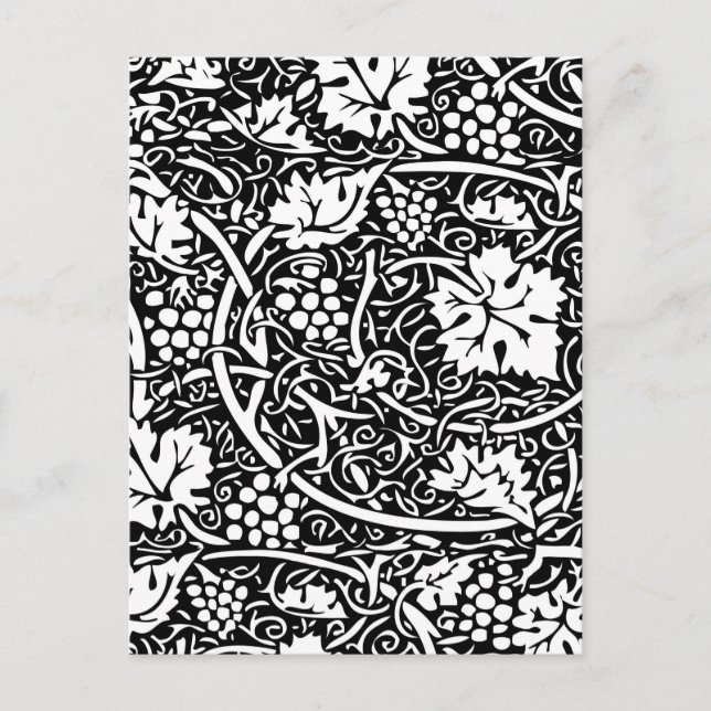 Postal William Morris Vino blanco negro de uva (Anverso)