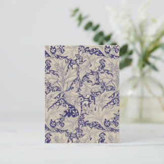 Postal William Morris Wallflower damasco azul floral