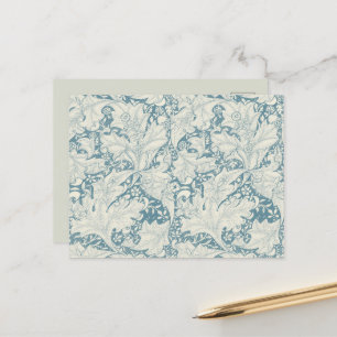 Postal William Morris Wallflower damasco azul floral