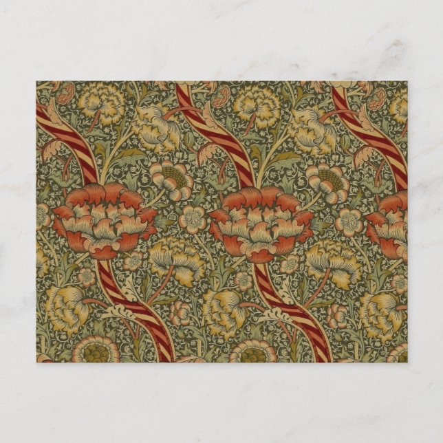 Postal William Morris Wandle English Floral Damask Design (Anverso)