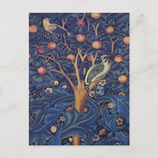 Postal William Morris Woodpecker Tapestry Arts & Crafts (Anverso)