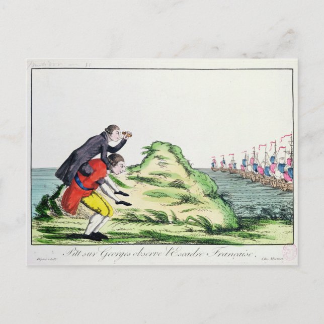 Postal William Pitt observando el escuadrón francés (Anverso)