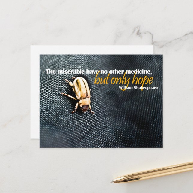 Postal William Shakespeare cita Inspiradora "esperanza" (Anverso/Reverso In Situ)