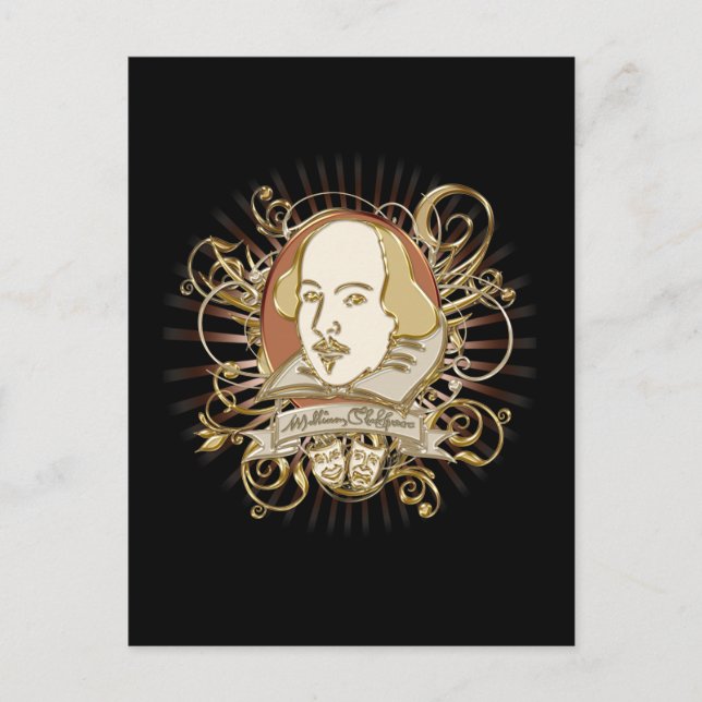 Postal William Shakespeare Escudo (Oro) (Anverso)