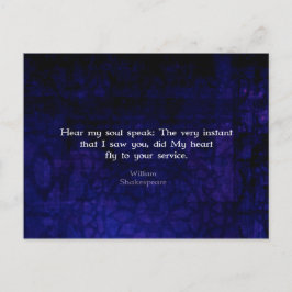 Postal William Shakespeare Romantic Love Quote