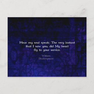 Postal William Shakespeare Romantic Love Quote