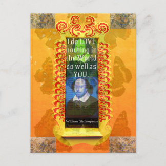 Postal William Shakespeare Romantic Love Quote