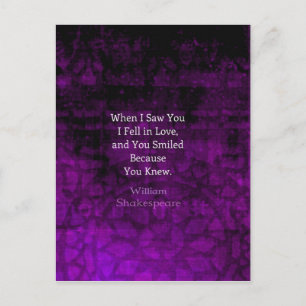 Postal William Shakespeare Romantic Love Saying