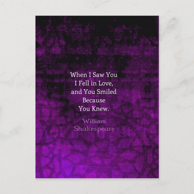 Postal William Shakespeare Romantic Love Saying (Anverso)