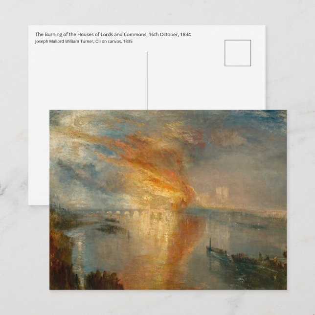 Postal William Turner - La quema del Parlamento (Anverso / Reverso)