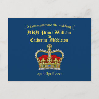 Postal William y Catherine Royal Boda 29 de abril de 2011