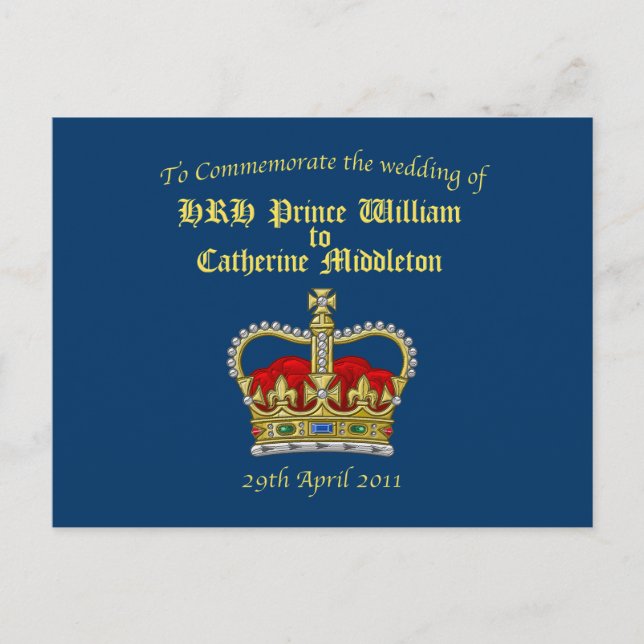 Postal William y Catherine Royal Boda 29 de abril de 2011 (Anverso)