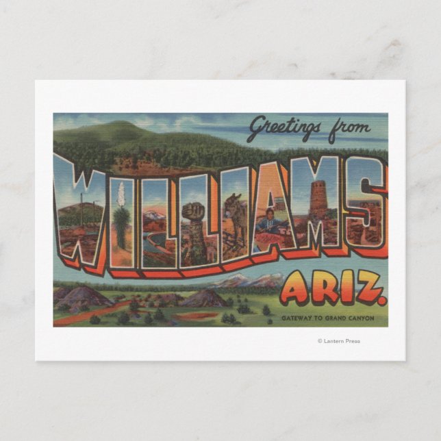 Postal Williams, Arizona - Escenas de letras grandes (Anverso)