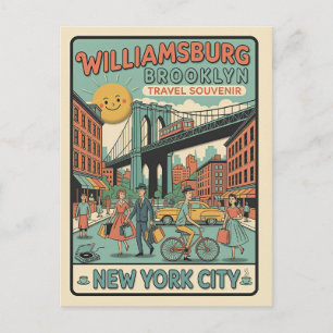 Postal Williamsburg Brooklyn Retro Viajes 1950s