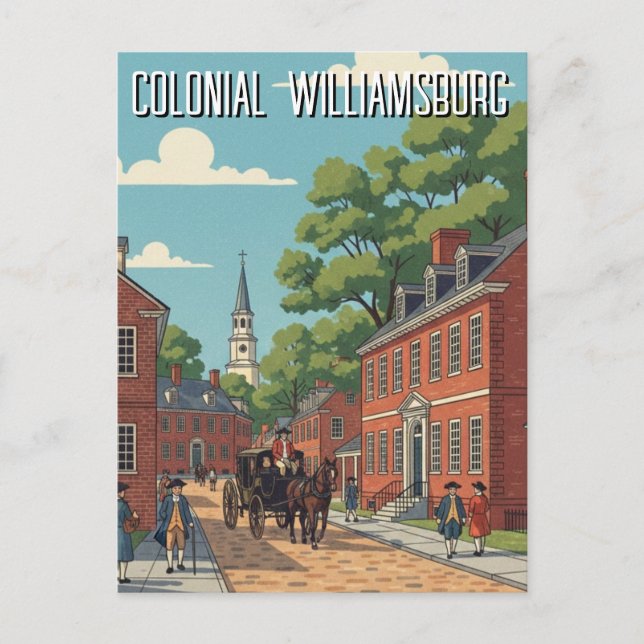 Postal Williamsburg Colonial Virginia Viajes (Anverso)