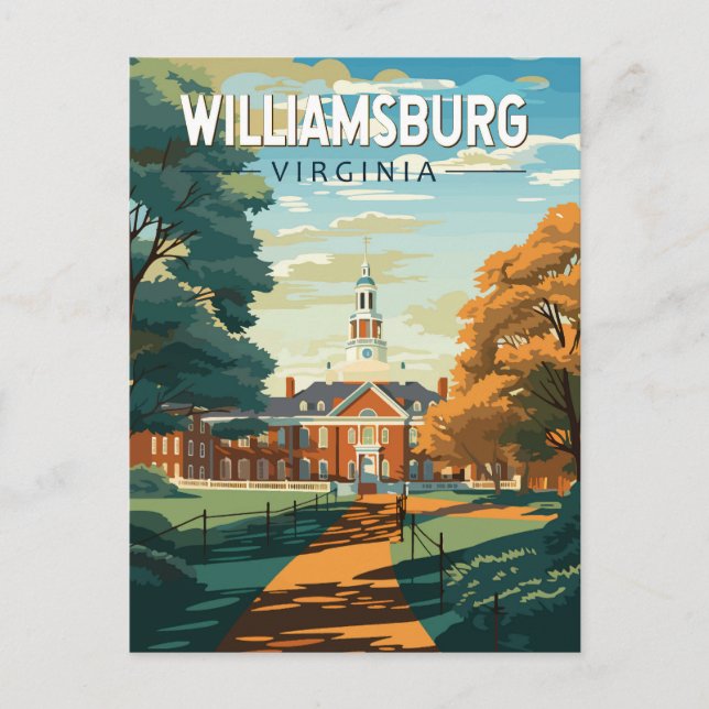 Postal Williamsburg Virginia Travel Art Vintage (Anverso)