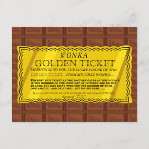 Postal Willy Wonka Golden Ticket