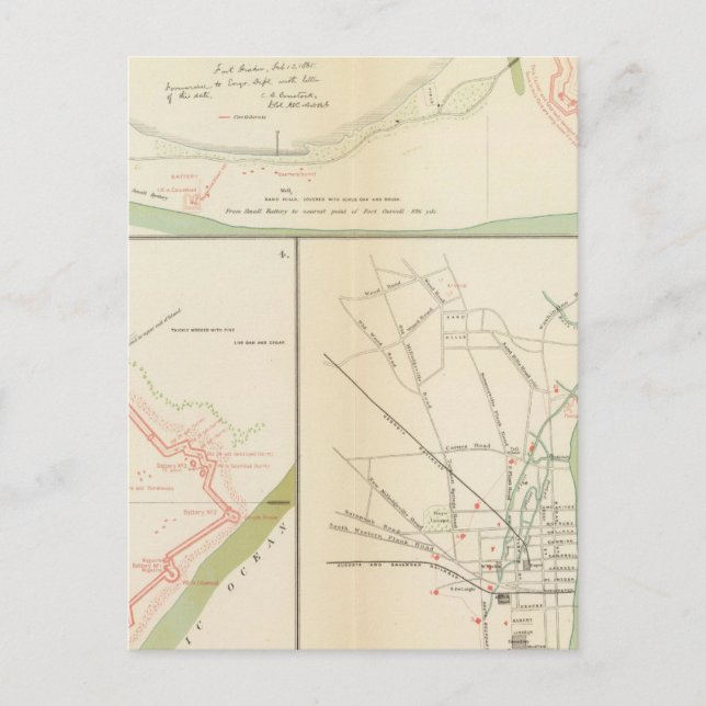 Postal Wilmington, Ft Caswell, Isla Smith, Augusta (Anverso)