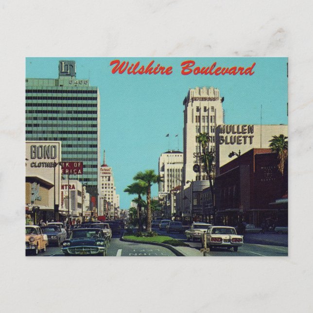Postal Wilshire Boulevard, Los Ángeles, California años 6 (Anverso)