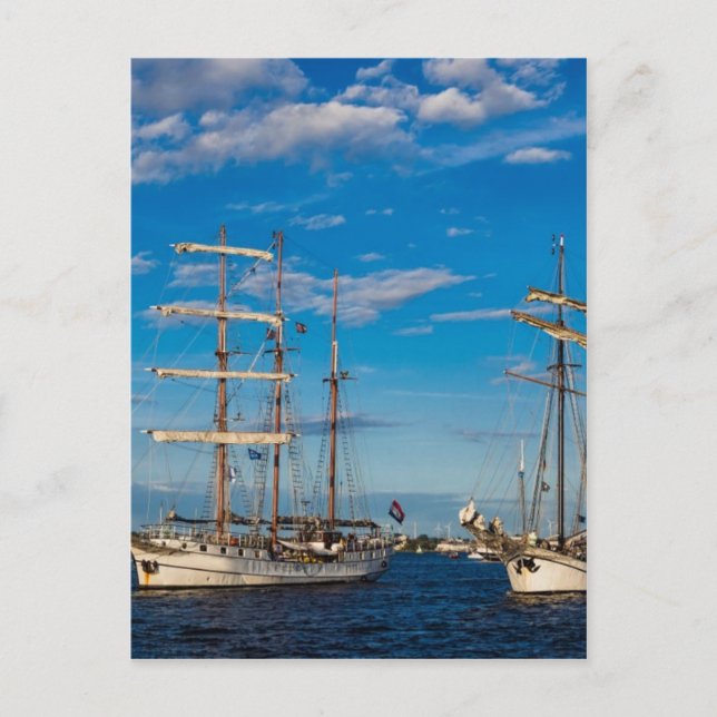 Postal Windjammer en la vela hanseática de Rostock (Anverso)