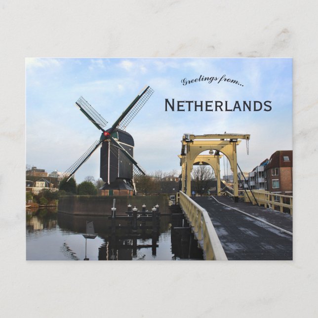 Postal Windmill and Leiden Windmill Bridge Netherlands (Anverso)