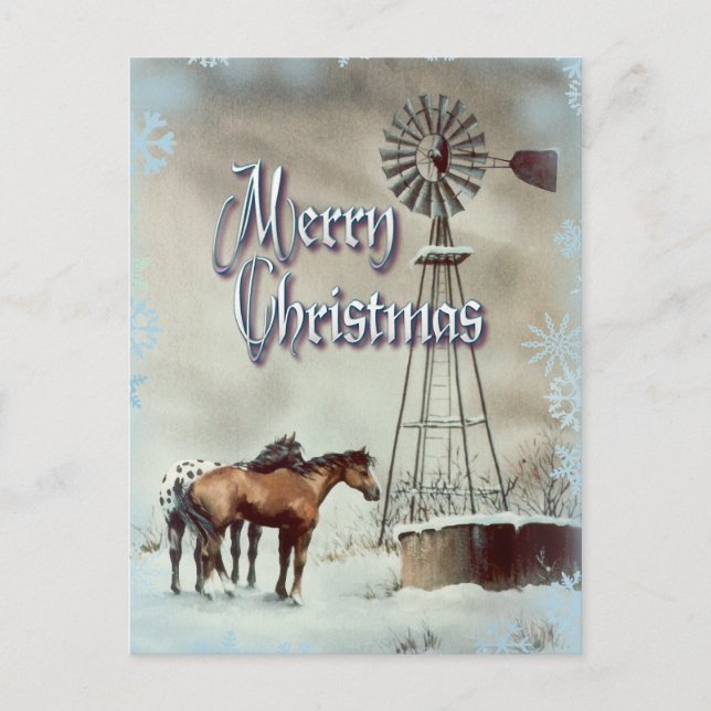 Postal WINDMILL & SNOWFLAKES de SHARON SHARPE (Anverso)