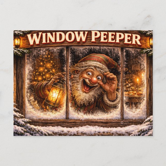 Postal Window Peeper Icelandic Yule Lad Postcard  (Anverso)