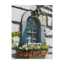 WINDOWS DOORS FLOWERS BUILDING POSTCROSSING