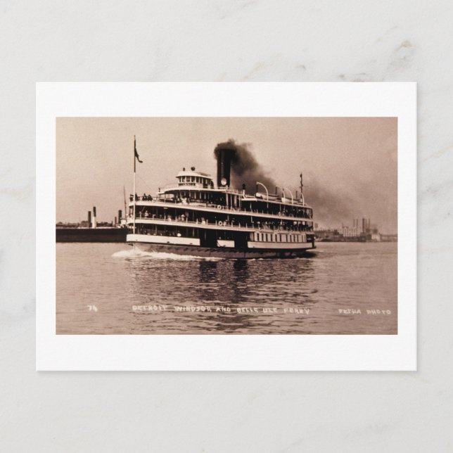 Postal Windsor de Detroit y ferry Belle Isle - Louis Pesh (Anverso)