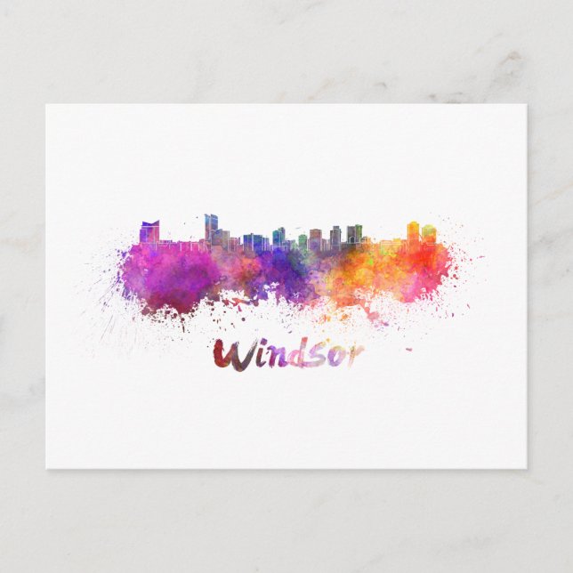 Postal Windsor skyline in watercolor (Anverso)
