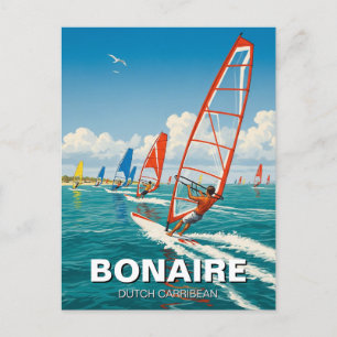 Postal Windsurfistas del Caribe holandés Bonaire
