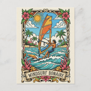 Postal Windsurfistas en Bonaire Caribe Holandés
